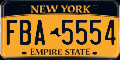 NY license plate FBA5554