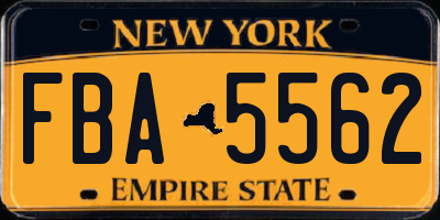 NY license plate FBA5562
