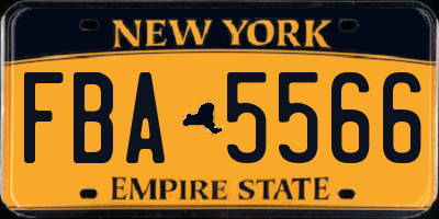 NY license plate FBA5566