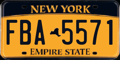 NY license plate FBA5571