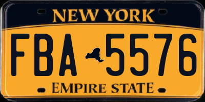 NY license plate FBA5576