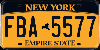 NY license plate FBA5577