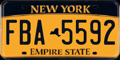 NY license plate FBA5592