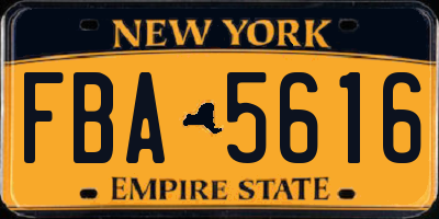NY license plate FBA5616