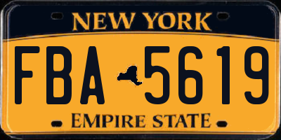 NY license plate FBA5619