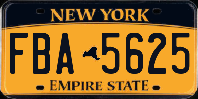 NY license plate FBA5625