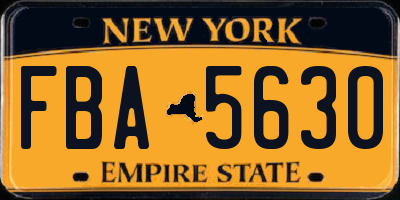 NY license plate FBA5630