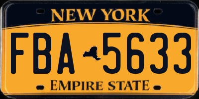 NY license plate FBA5633