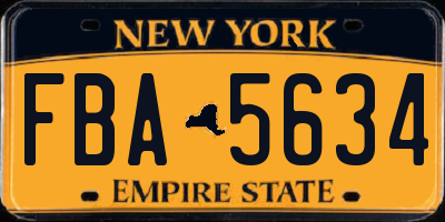 NY license plate FBA5634