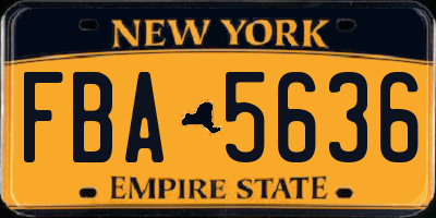 NY license plate FBA5636