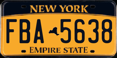 NY license plate FBA5638