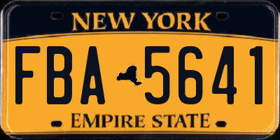 NY license plate FBA5641