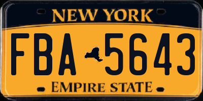NY license plate FBA5643