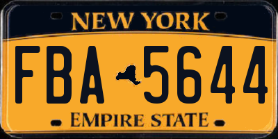 NY license plate FBA5644