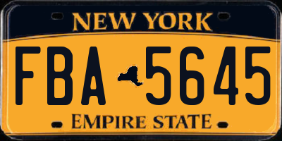 NY license plate FBA5645