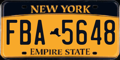 NY license plate FBA5648