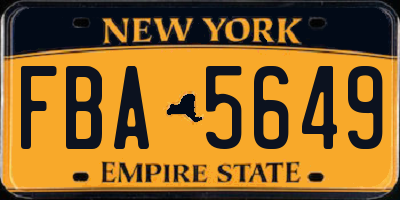 NY license plate FBA5649