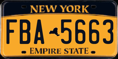 NY license plate FBA5663