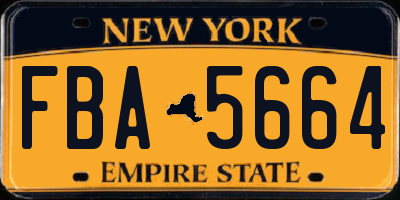 NY license plate FBA5664