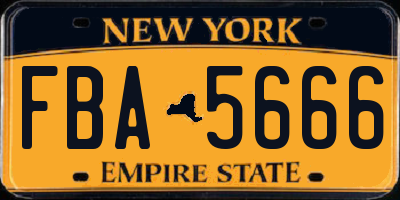 NY license plate FBA5666