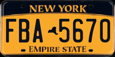 NY license plate FBA5670