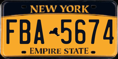 NY license plate FBA5674