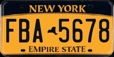 NY license plate FBA5678