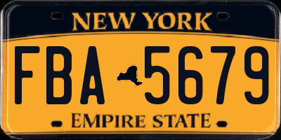 NY license plate FBA5679