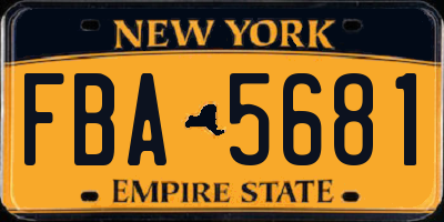 NY license plate FBA5681