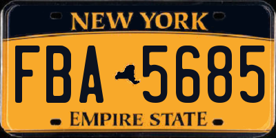 NY license plate FBA5685