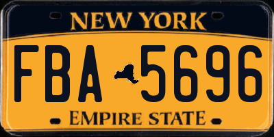 NY license plate FBA5696