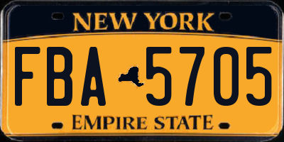 NY license plate FBA5705