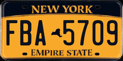 NY license plate FBA5709