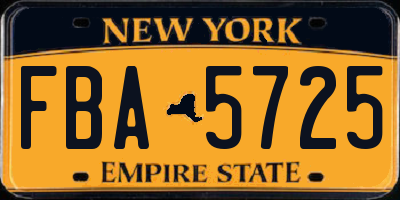NY license plate FBA5725
