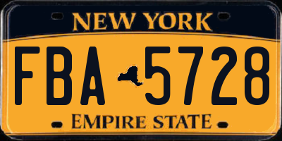 NY license plate FBA5728
