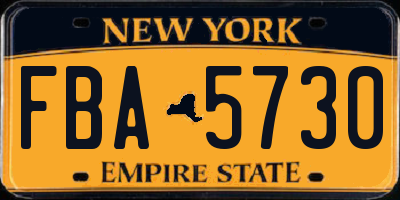 NY license plate FBA5730