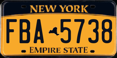 NY license plate FBA5738