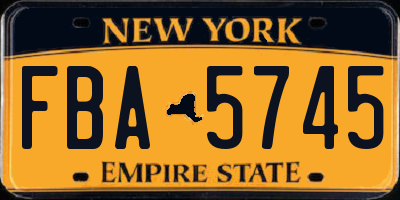 NY license plate FBA5745