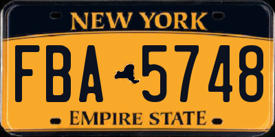 NY license plate FBA5748