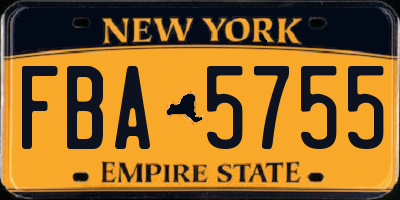 NY license plate FBA5755