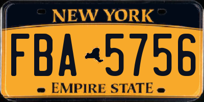 NY license plate FBA5756