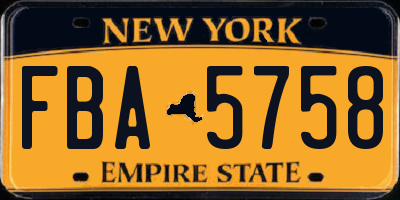 NY license plate FBA5758