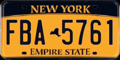 NY license plate FBA5761