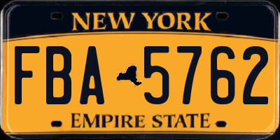 NY license plate FBA5762