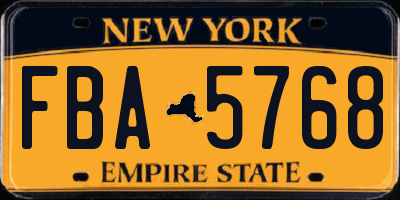 NY license plate FBA5768