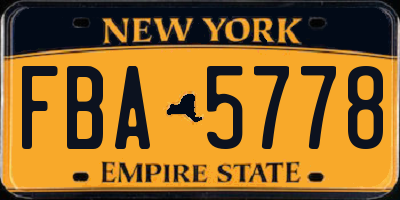 NY license plate FBA5778