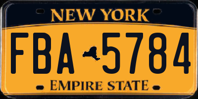 NY license plate FBA5784