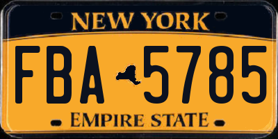 NY license plate FBA5785