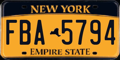 NY license plate FBA5794