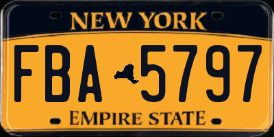 NY license plate FBA5797